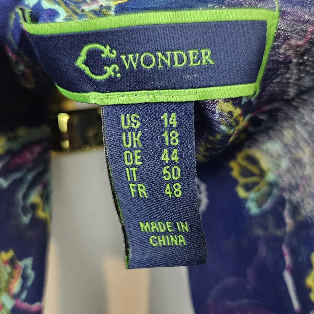 C Wonder By Christian Siriano Sheer Blue Floral Maxi Dress Sz 14 Coquette Fairy - Picture 7 of 8